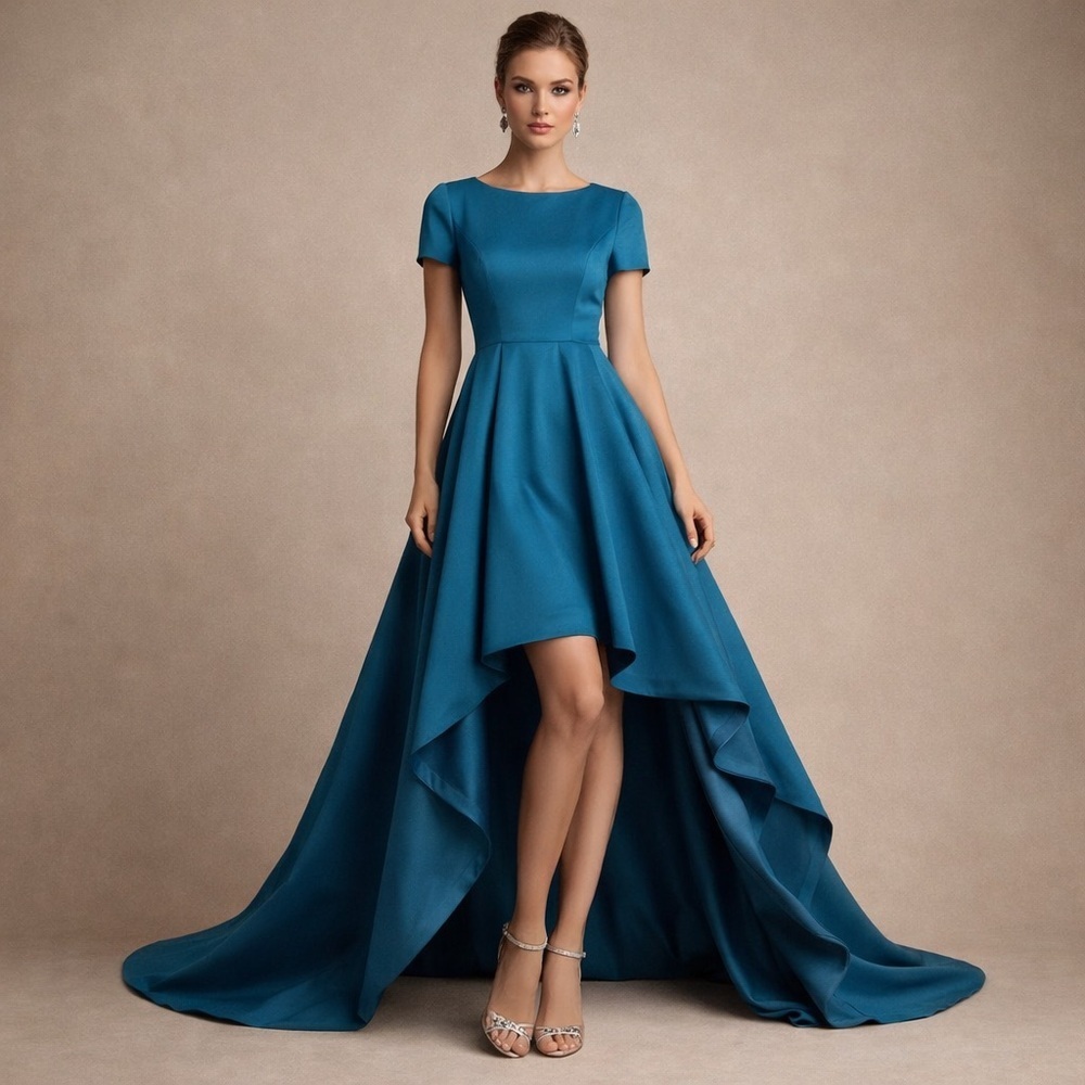 Rossarry Elegant Teal High-Low Dress Size Medium